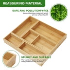 Bamboo Drawer Organizer Set, Individual Wood Storage Organizers 5 PCS Multi-Use Junk Drawer Divider, Storage Trays Containers for Kitchen, Bathroom, Office Desk, Makeup, Jewelry, Utensils