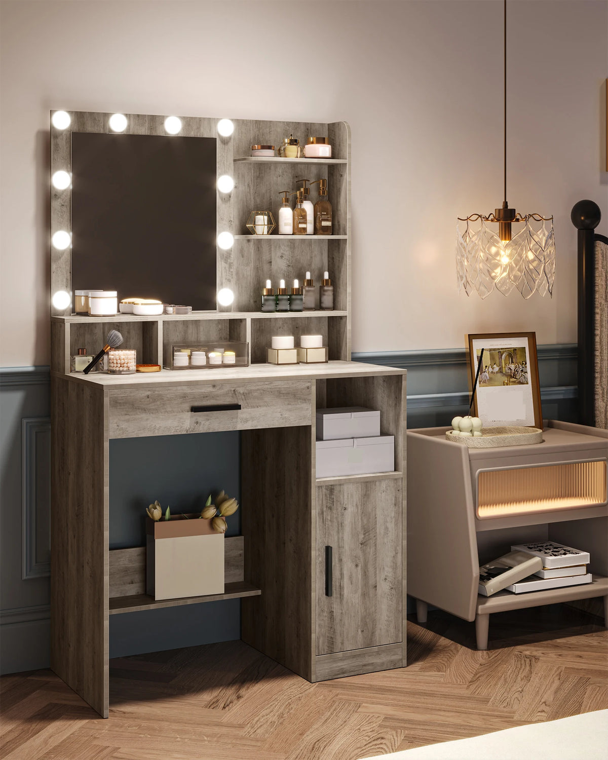 LED Vanity Dressing Table with Mirror - Seliora