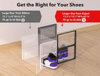 12 Pack Stackable Clear Plastic Shoe Storage Boxes with Front Door, Foldable Shoe Organizer Containers, Dust-Proof Transparent Shoe Drawer Bins for Closet Bedroom Sneaker Boots Storage