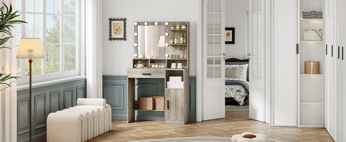 LED Vanity Dressing Table with Mirror - Seliora