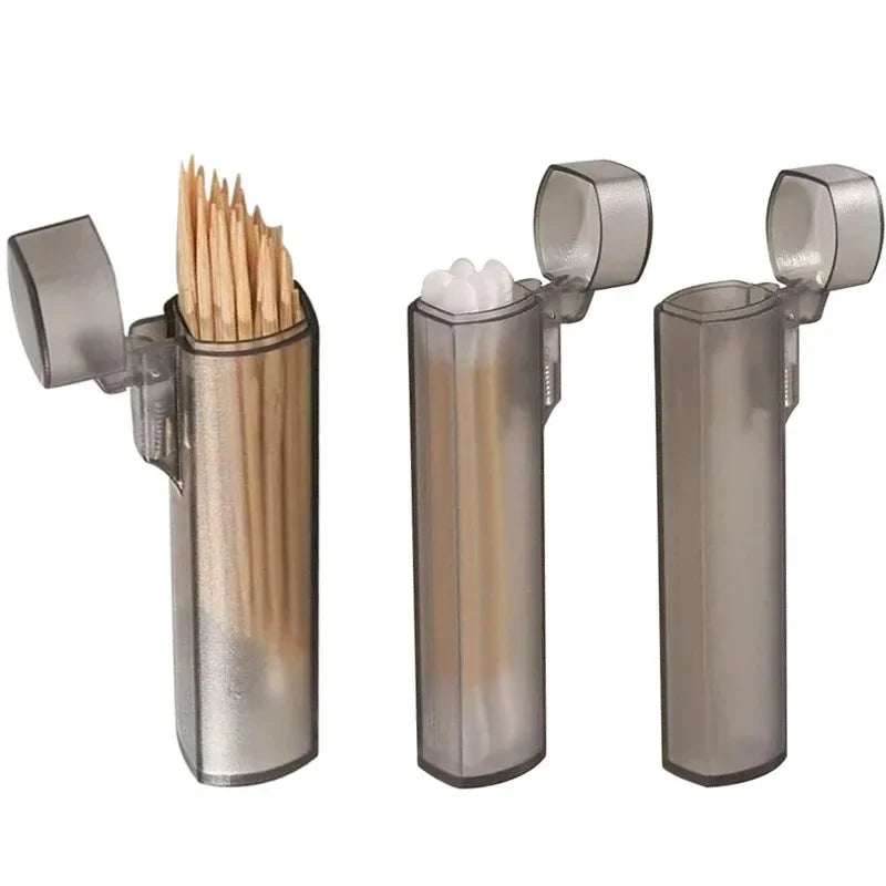 1pc Portable Toothpick Box Plastic Reusable Toothpick Storage Holders Cotton Case for Home Living Room Outdoor Travel