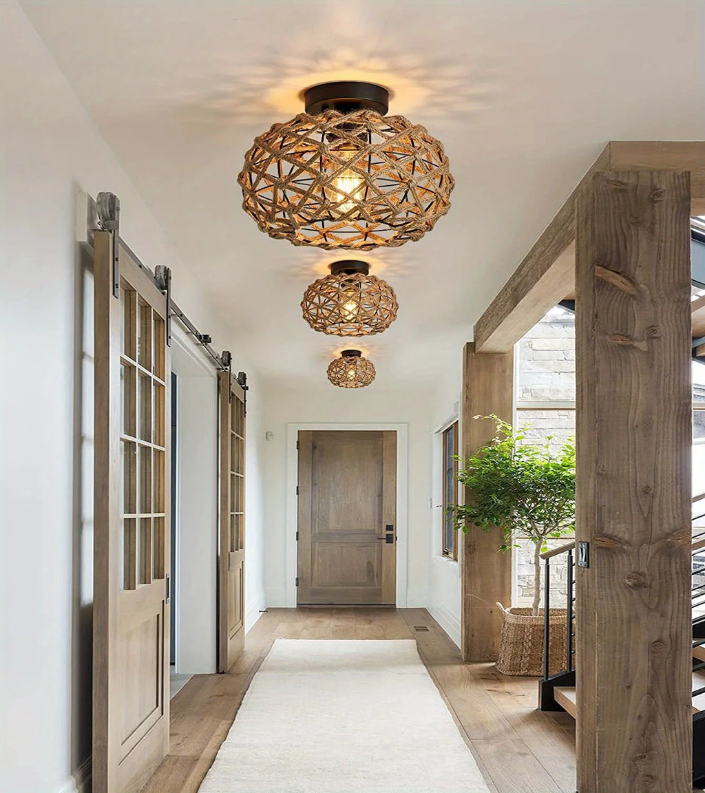 Retro Woven Rope Ceiling Light - Seliora