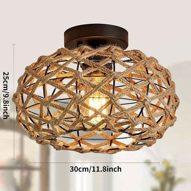 Retro Woven Rope Ceiling Light - Seliora