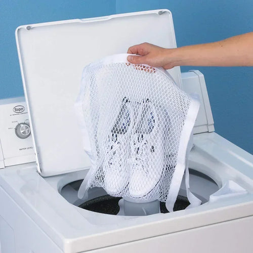2 White Shoe Laundry Bags, Sports Shoe Laundry Bags, Mesh Design, Perfect for Shoes and Clothes