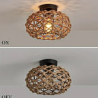 Retro Woven Rope Ceiling Light - Seliora