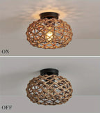Retro Woven Rope Ceiling Light - Seliora