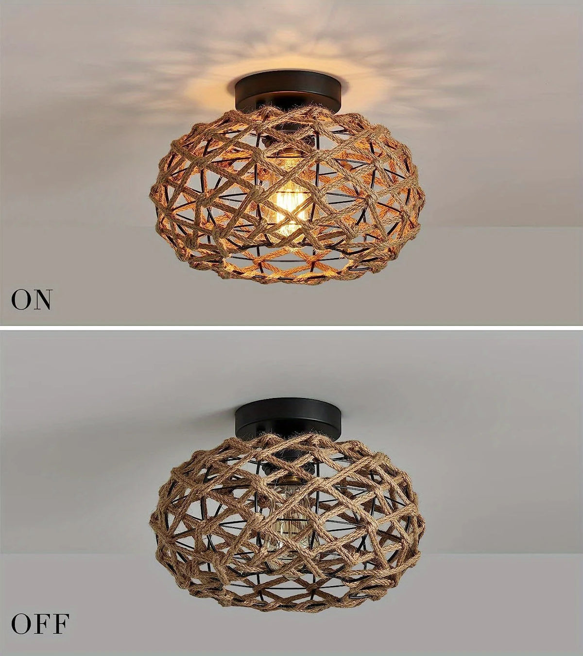 Retro Woven Rope Ceiling Light - Seliora