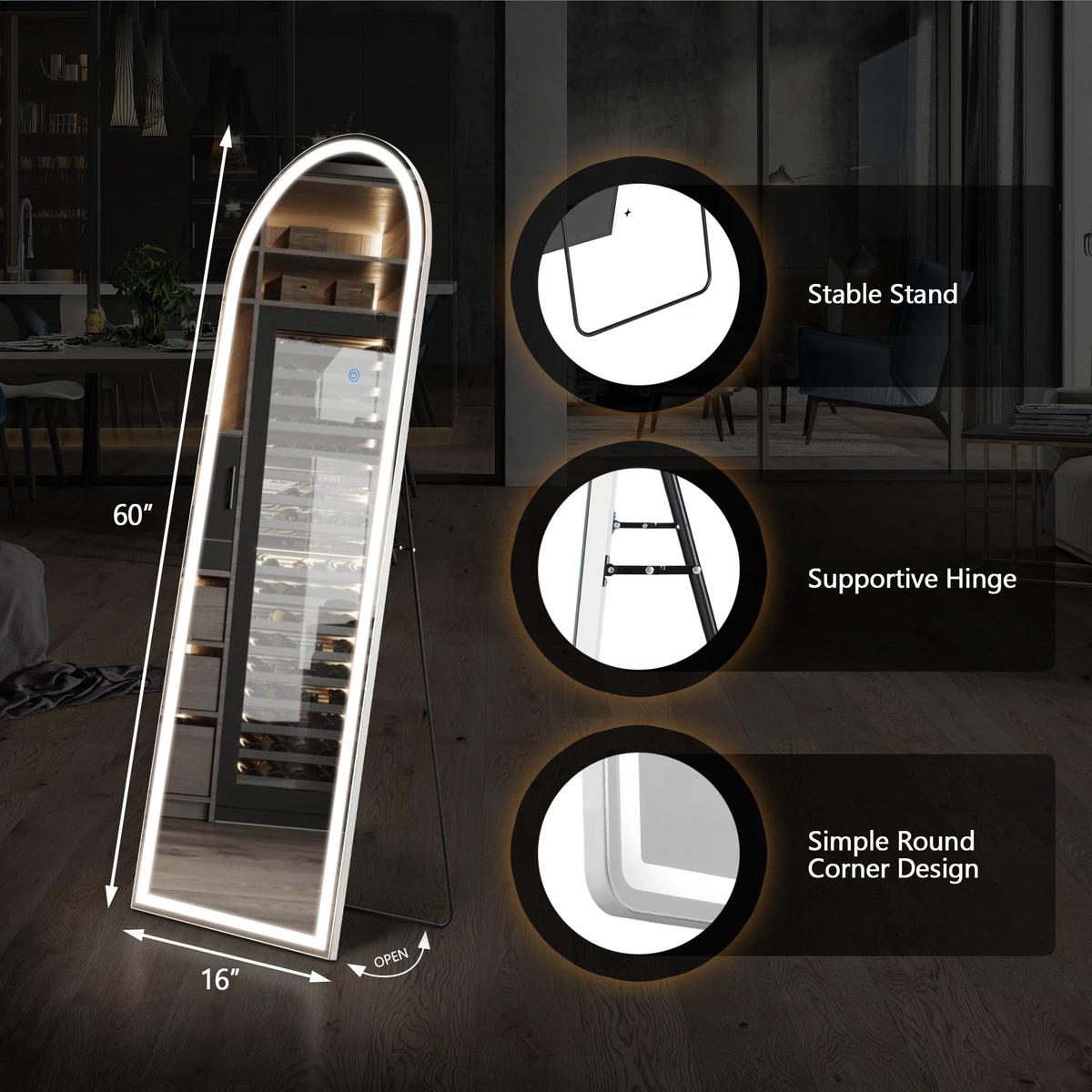 Full-Length LED Dimmable Mirror - Seliora