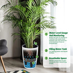 16 Inch Tall Self Watering Planters Set Of 2 With Water Level Indicator, Drainage Reservoir Indoor Outdoor Flower Pots For Patio Porch