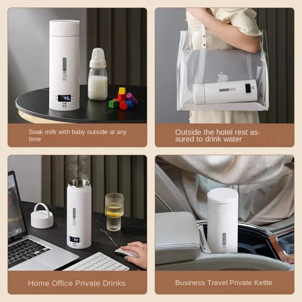 500ML Electric Kettles Portable Tea Coffee Kettle Travel Boil Water Thermal Cup Anti-Scald Water Bottle with LED Display
