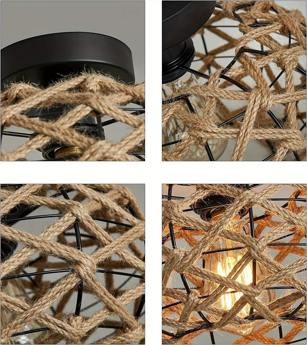 Retro Woven Rope Ceiling Light - Seliora