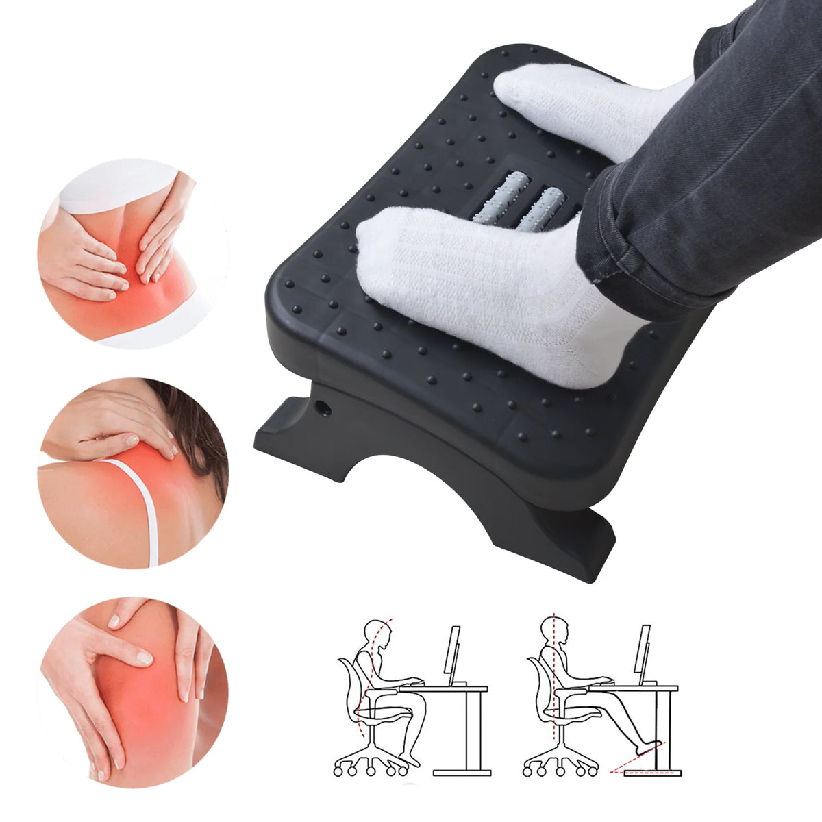 Ergonomic Under-Desk Footrest - Seliora