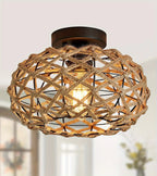Retro Woven Rope Ceiling Light - Seliora