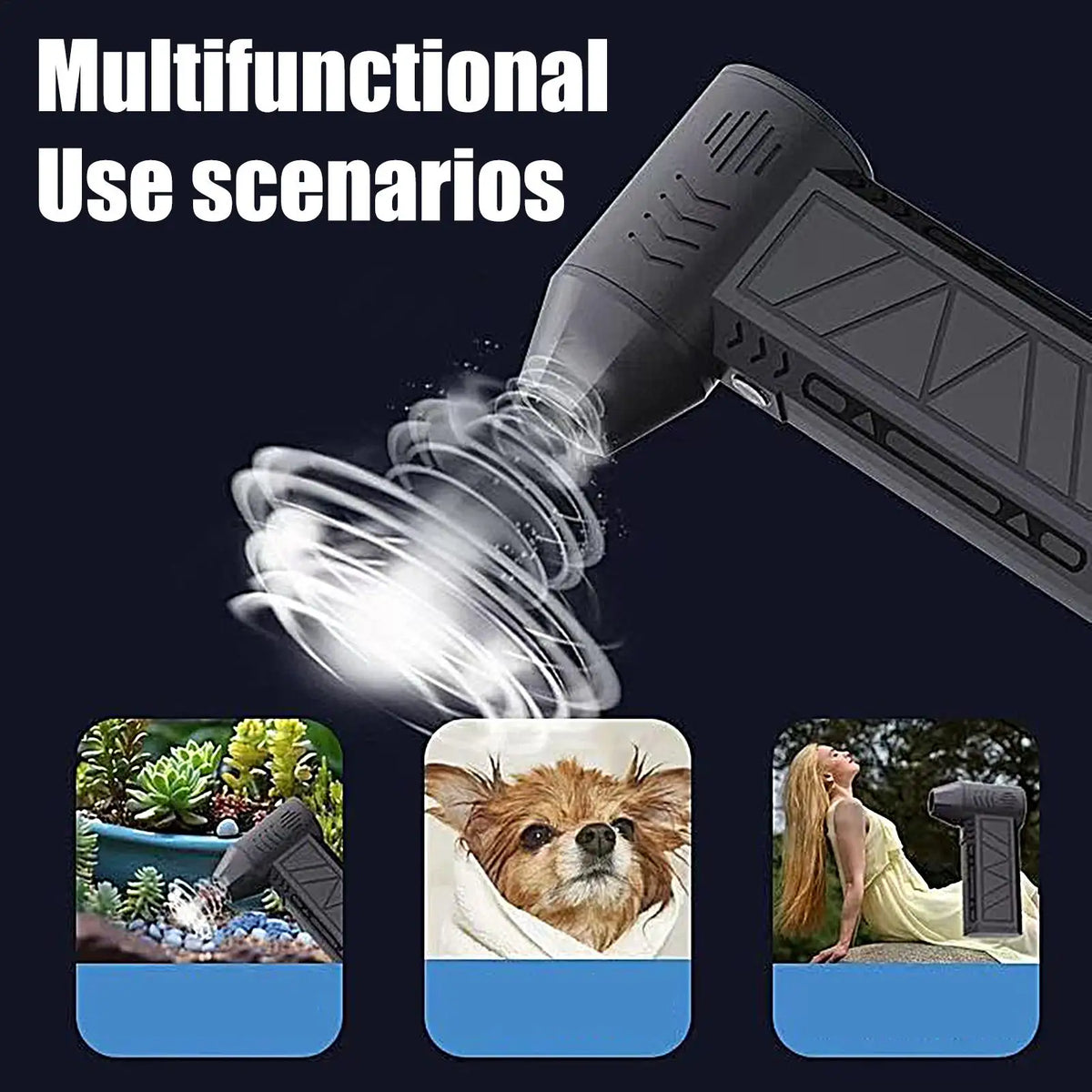 Electric Air Duster Handheld Turbo Fan 3 Gear Adjustable Portable Blower Compressed Air Cleaner for PC Keyboard Pet Drying