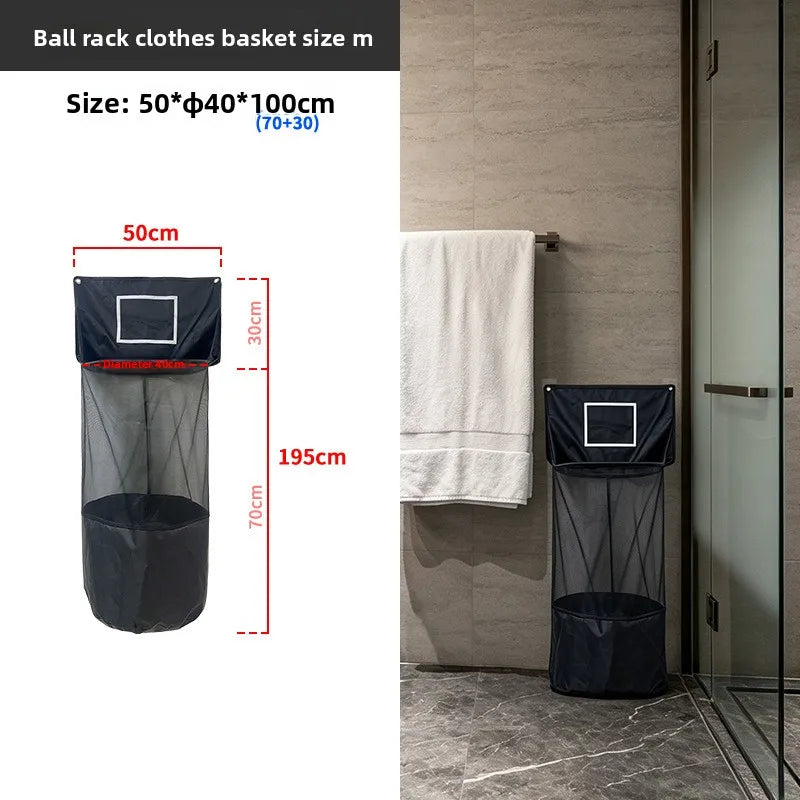 Laundry Basket Wall-mounted Dirty Clothes Basket Basketball Hoop No-drill Indoor Outdoor Home Storage Basket - Seliora
