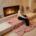 Cozy Striped Velour Blanket – Ultra Soft Warm Ribbed Plush Throw, Ideal for Sofa, Nap, Office, Travel, All Season Use, Machine Washable