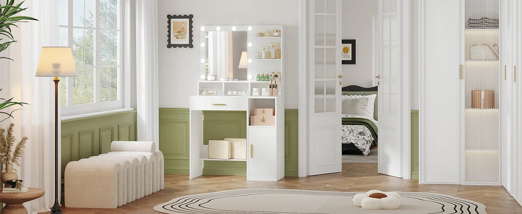 LED Vanity Dressing Table with Mirror - Seliora