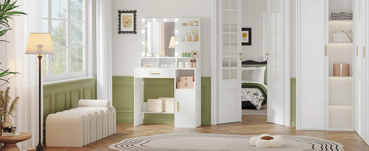 LED Vanity Dressing Table with Mirror - Seliora