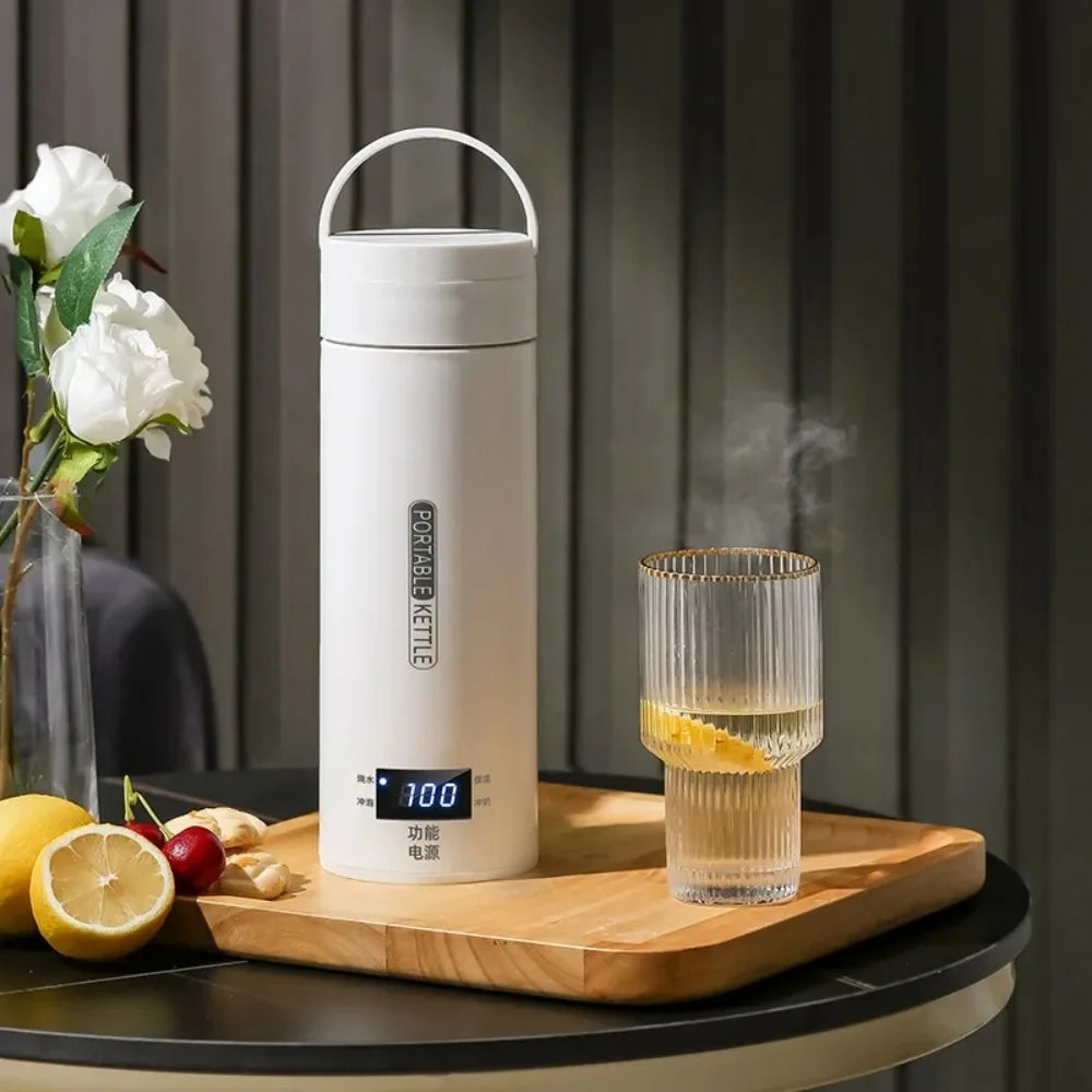 500ML Electric Kettles Portable Tea Coffee Kettle Travel Boil Water Thermal Cup Anti-Scald Water Bottle with LED Display